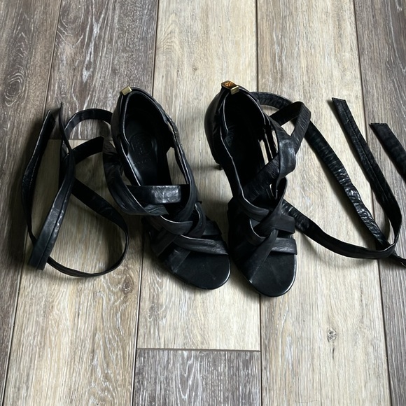 Tory Burch made in Brazil super soft, black leather lace up heels size 9 - Picture 6 of 7